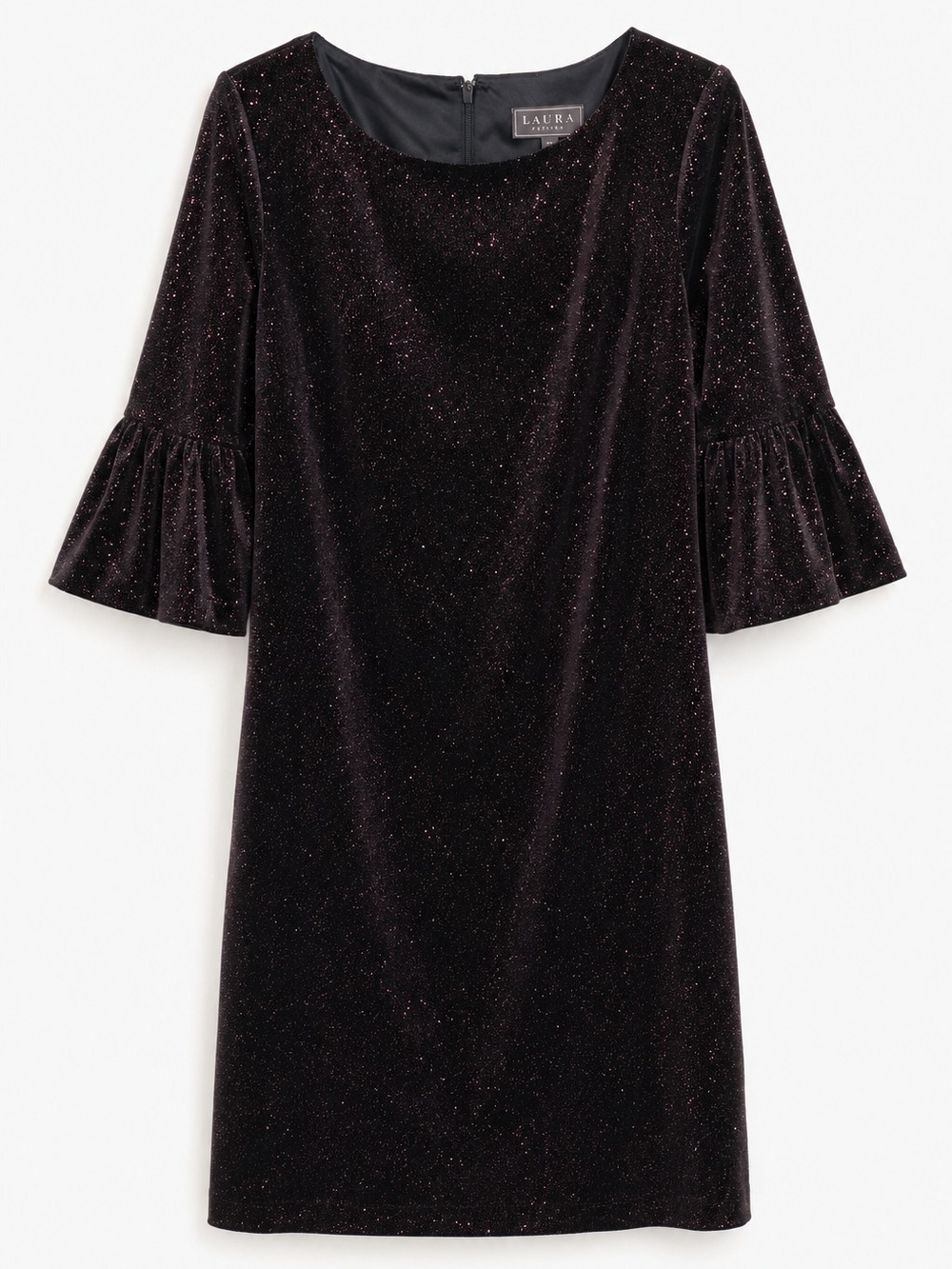 Laura Petites Black Burgundy Shimmer Velvet Holiday Dress Size 4